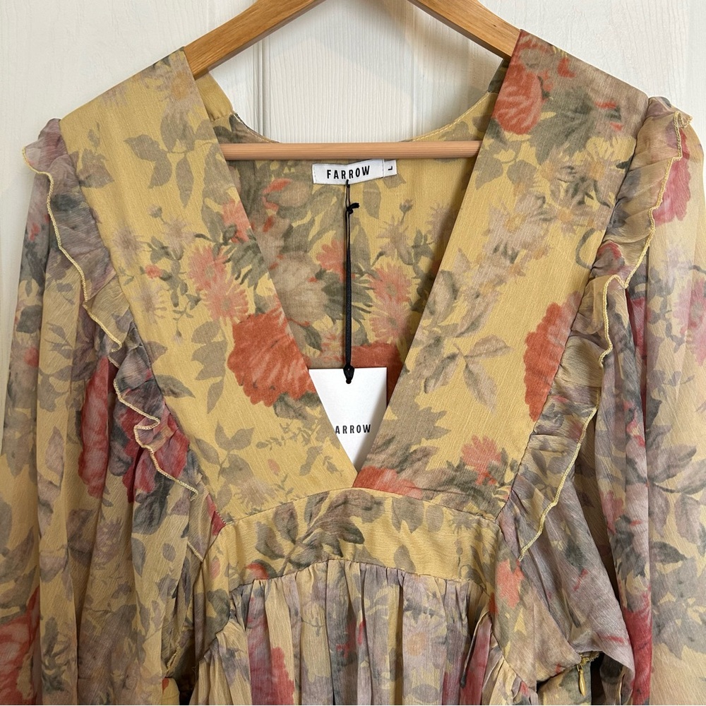 FARROW Spring Floral Whimsical Flowy Long Sleeve Christelle Maxi Dress | Size L - Picture 2 of 15